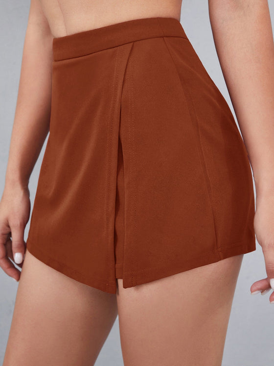 Solid High Waisted Skort