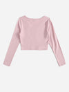 EZwear F Solid V Neck Crop Tee