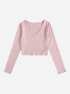 EZwear F Solid V Neck Crop Tee