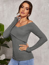 Off Shoulder Wrap Fitted Tee