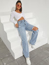High Waist Ripped Boyfriend Jeans