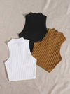 3 Pack Mock Neck Rib knit Tank Top