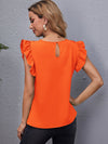 Ruffle Armhole Solid Top