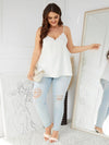 Plus Solid Scallop Trim Cami Top