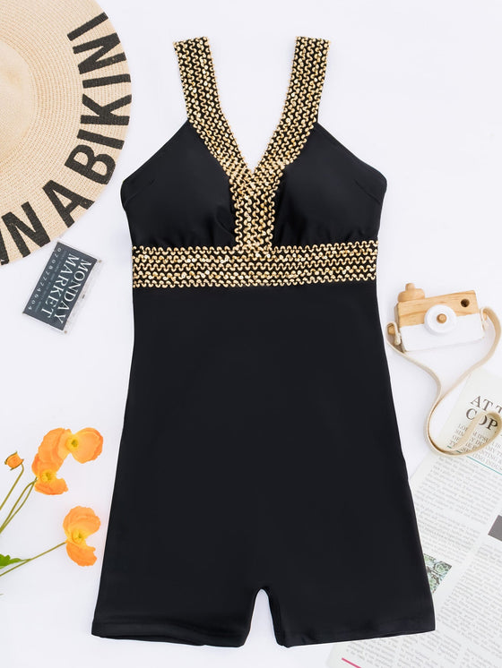 Contrast Trim One Piece Swimsuit