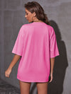 Tropical Letter Graphic Drop Shoulder Tee