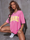 Tropical Letter Graphic Drop Shoulder Tee