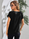 Rolled Cuff Batwing Sleeve Blouse
