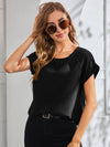 Rolled Cuff Batwing Sleeve Blouse