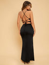 BAE Crisscross Tied Backless Split Thigh Dress