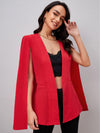 Solid Open Front Cloak Sleeve Blazer