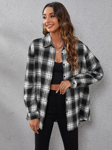  Plaid Print Drop Shoulder Shirt