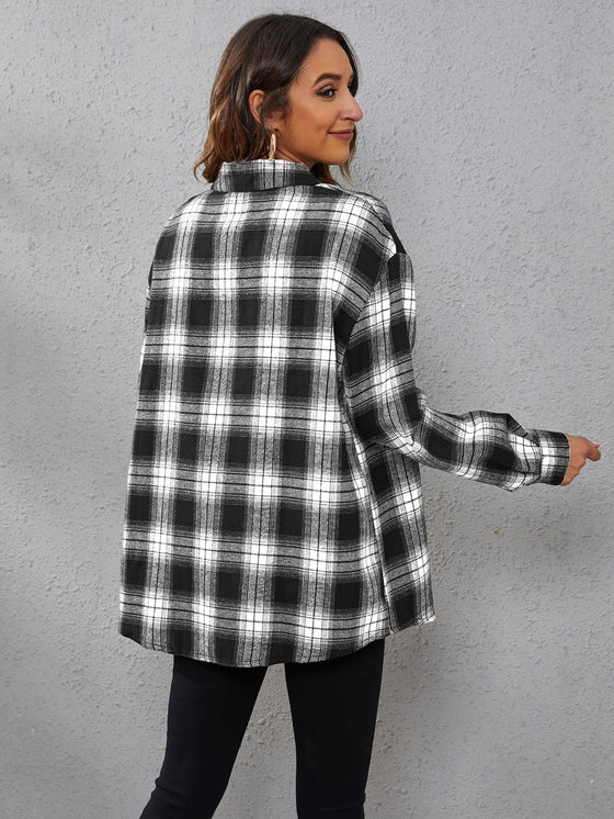 Plaid Print Drop Shoulder Shirt