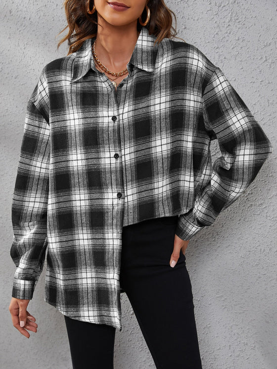 Plaid Print Drop Shoulder Shirt