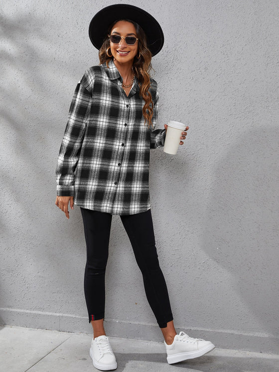Plaid Print Drop Shoulder Shirt