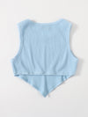 EZwear F Asymmetrical Hem Rib knit Crop Tank Top