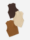 3 Pack Mock Neck Rib knit Tank Top