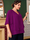 Plus Butterfly Sleeve Overlay Blouse