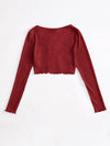 Lettuce Edge Waffle Knit Button Up Top