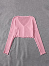 Lettuce Edge Waffle Knit Button Up Top