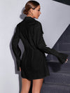 Flap Detail Flounce Sleeve Shirt Dress
