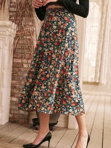  Frenchy Allover Floral Print Flare Skirt