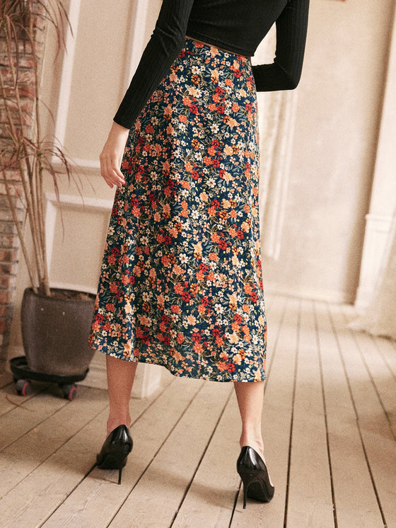 Frenchy Allover Floral Print Flare Skirt
