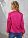 priv V neck Lantern Sleeve Satin Top