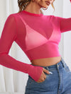 Sheer Geo Mesh Crop Top Without Bra