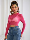 Sheer Mesh Long Sleeve Crop Top Without Bra