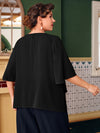 Plus Butterfly Sleeve Overlay Blouse