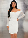 Off Shoulder Ruched Mesh Bodycon Dress