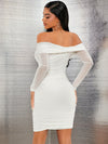 Off Shoulder Ruched Mesh Bodycon Dress