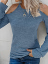 Marled Knit Cold Shoulder Tee