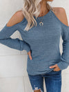 Marled Knit Cold Shoulder Tee