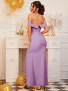 Foldover Off Shoulder Split Thigh Dress