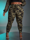 SXY Plus Camo Print Tie Front Pants
