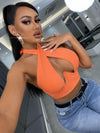 SXY Crisscross Bustier Crop Halter Top