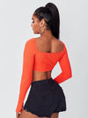 Square Neck Crop Ribbed Knit Top