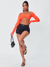 Square Neck Crop Ribbed Knit Top