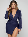 Twist Front Split Thigh Dress
