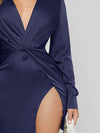 Twist Front Split Thigh Dress