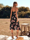 Floral Print Slit Thigh Tie Front Cami Dress