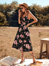 Floral Print Slit Thigh Tie Front Cami Dress