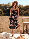 Floral Print Slit Thigh Tie Front Cami Dress