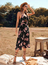 Floral Print Slit Thigh Tie Front Cami Dress