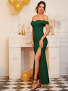 Foldover Off Shoulder Split Thigh Dress
