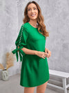 Pearls Cut out Sleeve Knot Cuff Dress