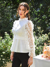 Modely Floral Applique Ruffle Hem Frill Trim Top