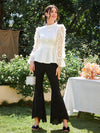 Modely Floral Applique Ruffle Hem Frill Trim Top